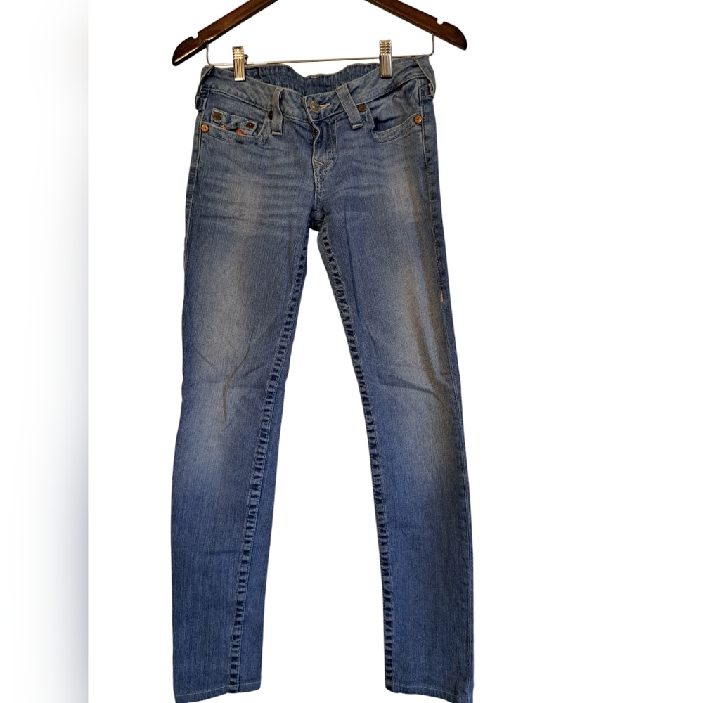 True Religion Light Wash World Tour Skinny Jeans 28